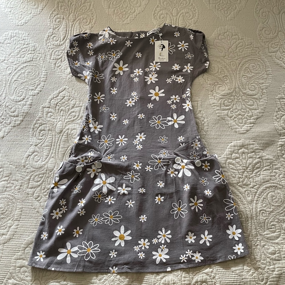 Grey Sunflower Daisy Dress